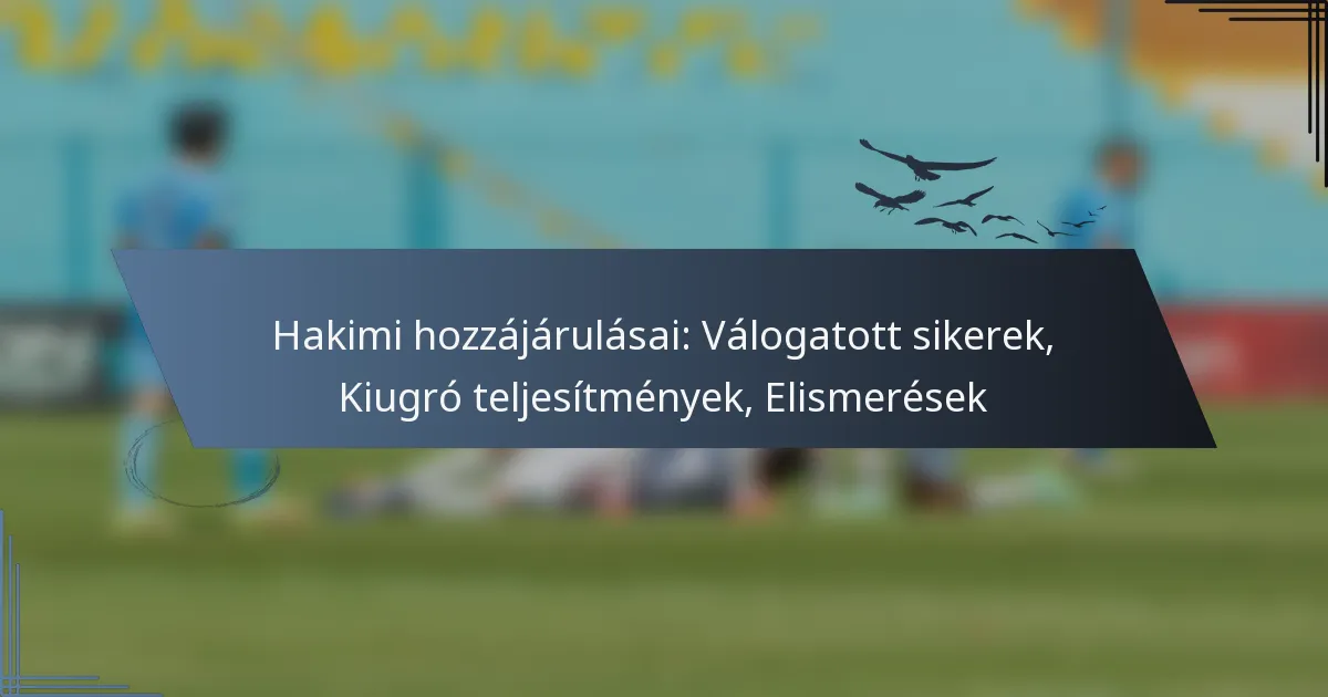 Hakimi hozzájárulásai: Válogatott sikerek, Kiugró teljesítmények, Elismerések