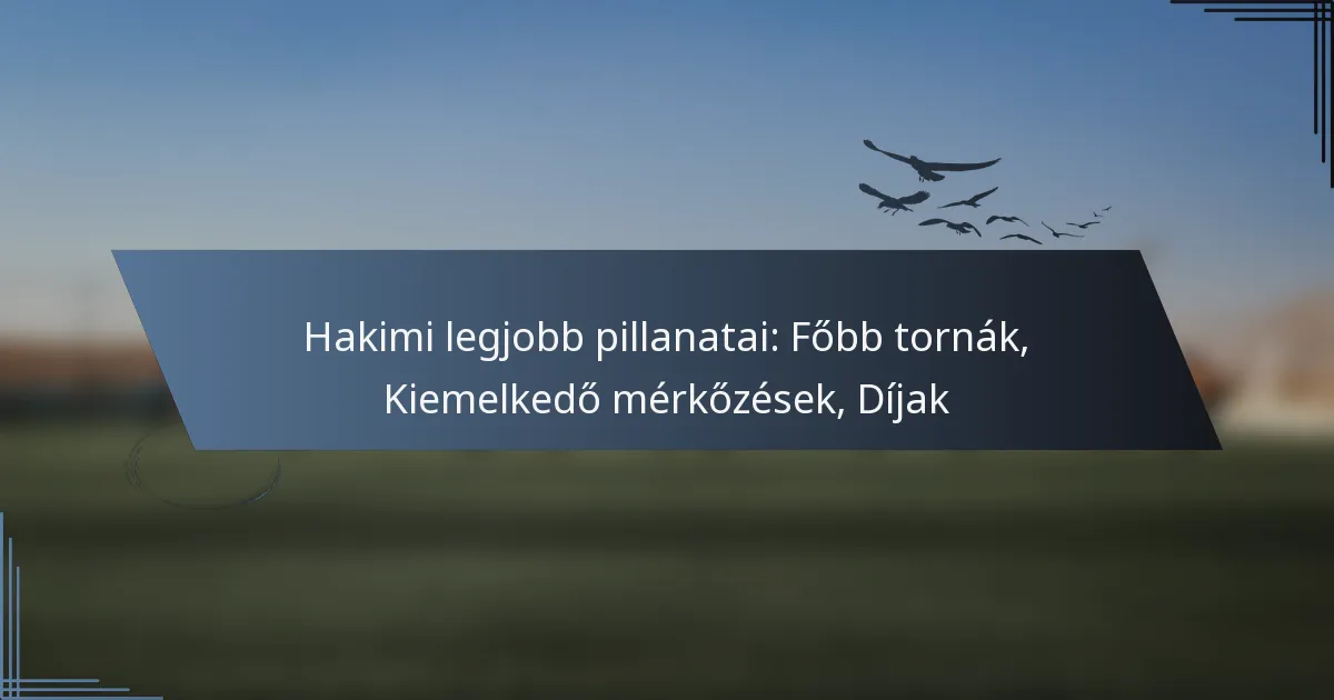 Hakimi legjobb pillanatai: Főbb tornák, Kiemelkedő mérkőzések, Díjak