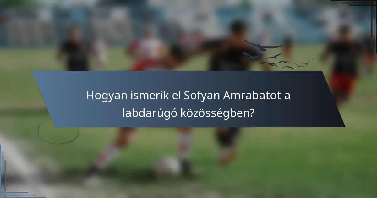 Hogyan ismerik el Sofyan Amrabatot a labdarúgó közösségben?