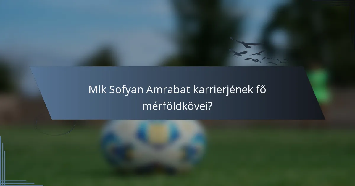 Mik Sofyan Amrabat karrierjének fő mérföldkövei?