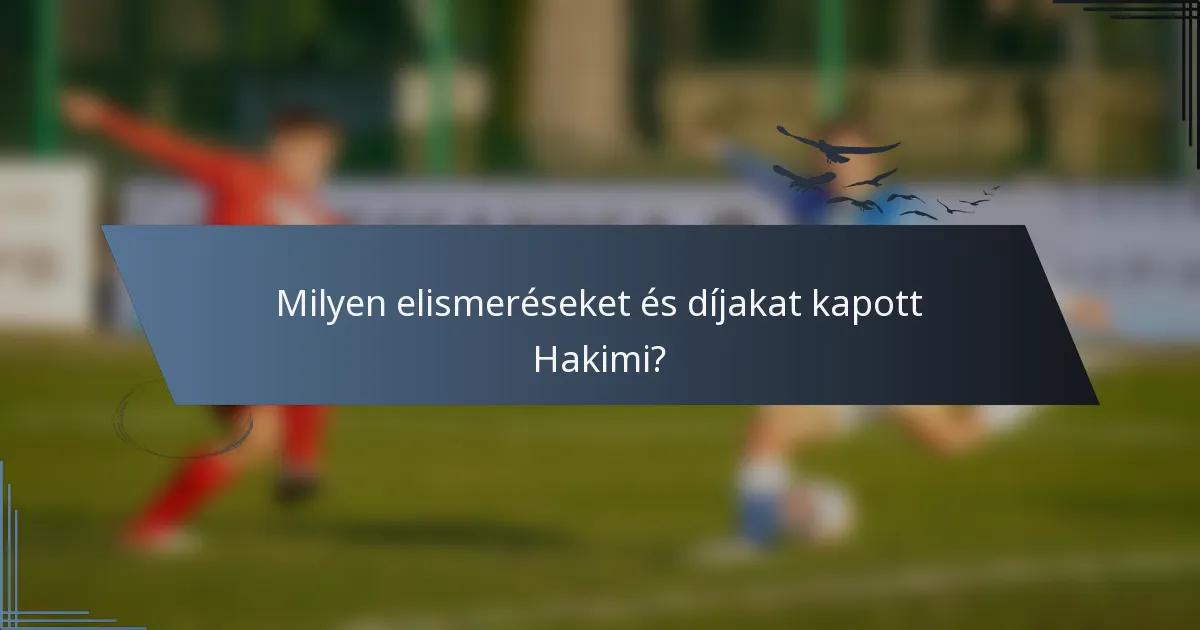 Milyen elismeréseket és díjakat kapott Hakimi?
